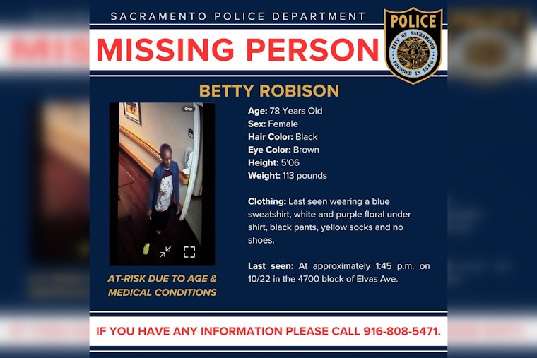 Sacramento Police Seek Public's Aid in Locating Missing At-Risk Senior Betty Robison