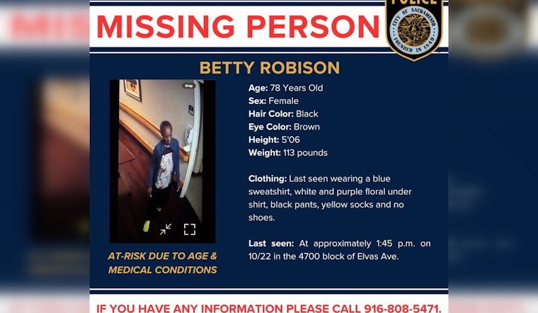 Sacramento Police Seek Public's Aid in Locating Missing At-Risk Senior Betty Robison