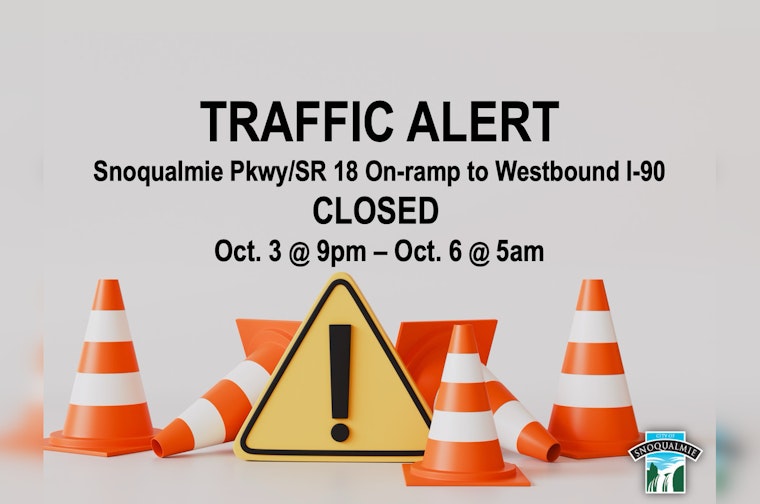 Snoqualmie Parkway/SR 18 On-Ramp to Westbound I-90 Closed for Weekend Construction