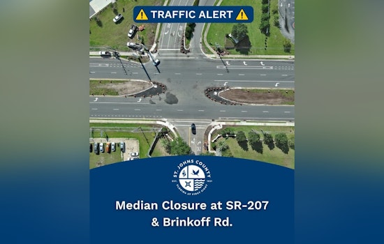 St. Johns County Drivers on Alert as SR-207 and Brinkhoff Rd Median Closure Is Extended Until October 16