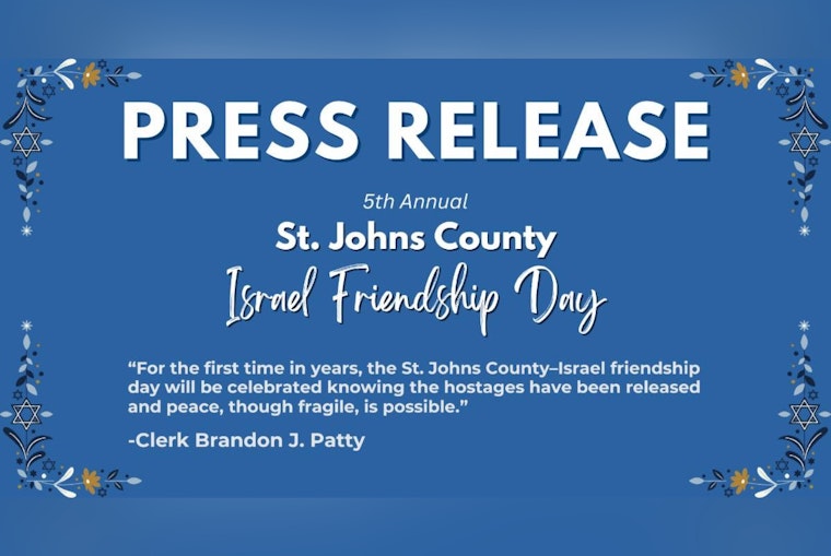 St. Johns County to Celebrate 5th Annual Israel Friendship Day in St. Augustine