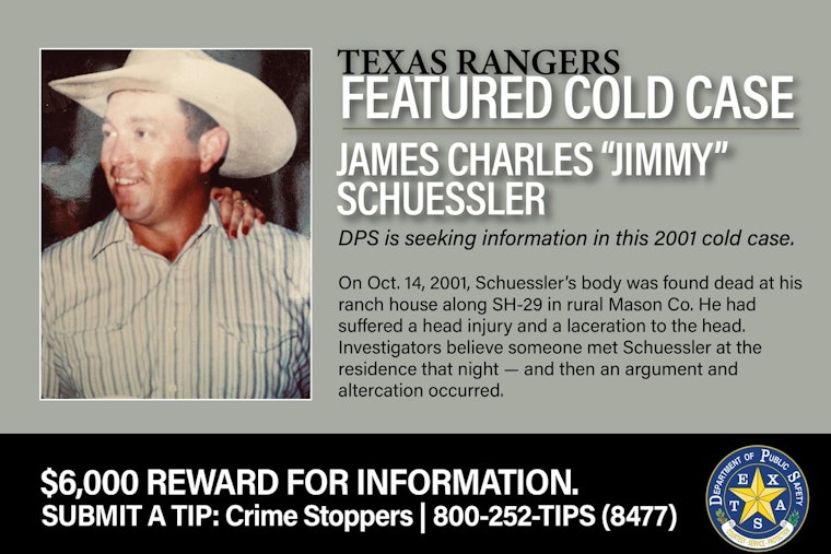 Texas Authorities Seek Public Help to Solve 2001 Mason County Murder, $6,000 Reward Offered