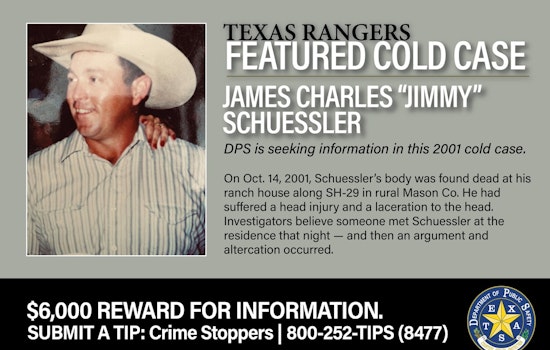 Texas Authorities Seek Public Help to Solve 2001 Mason County Murder, $6,000 Reward Offered