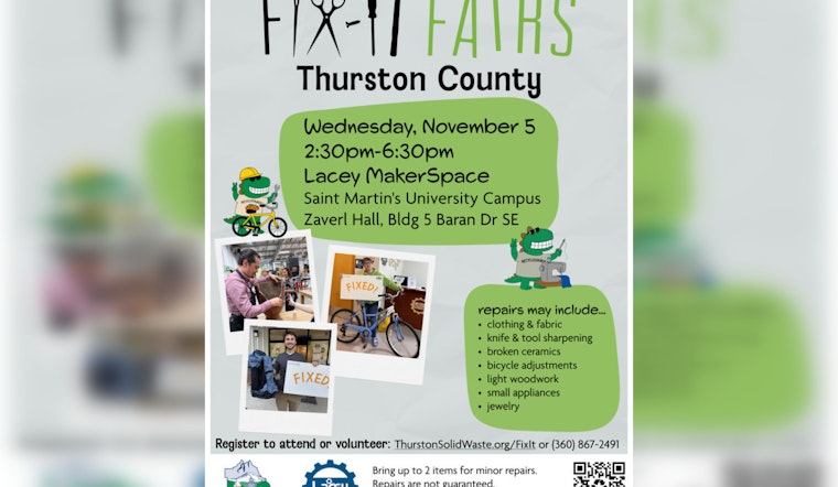 Thurston County's Fall Fix-It Fair Invites Lacey Locals to Repair and Reuse at Lacey MakerSpace