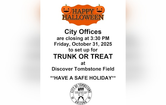 Tombstone City Offices to Close Early for Community Trunk or Treat Halloween Event
