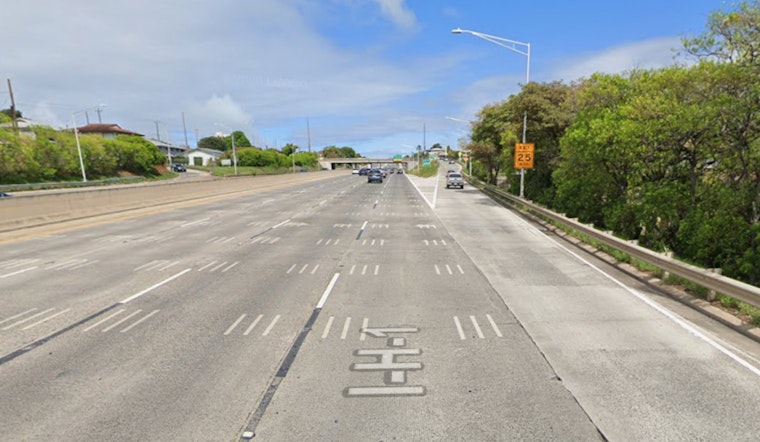 Two-Car Crash Slows H-1 Eastbound Near 6th Avenue Overpass