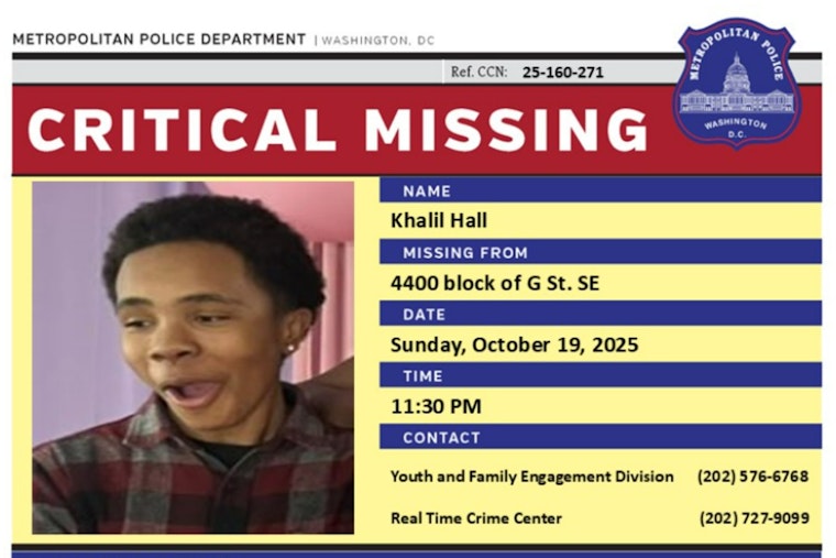 Urgent Search for Missing 15-Year-Old Khalil Hall in Southeast DC Continues; Police Request Public's Help