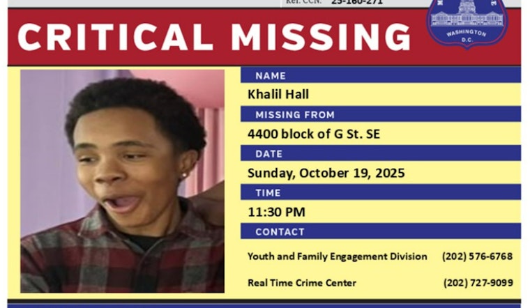 Urgent Search for Missing 15-Year-Old Khalil Hall in Southeast DC Continues; Police Request Public's Help