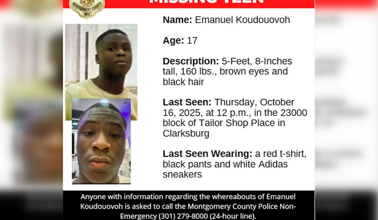 Urgent Search for Missing Teen Emanuel Koudouovoh in Montgomery County, Public Asked to Assist