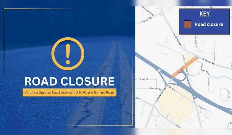 Vandora Springs Road Closure for Railroad Maintenance on October 13