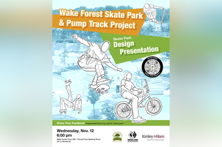 Wake Forest to Unveil Skate Park Design at Public Meeting on November 12