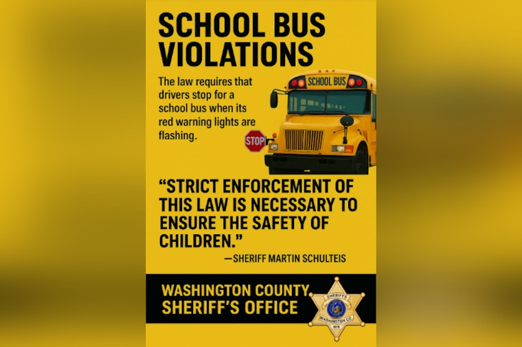 Washington County Sheriff's Office Enforces School Bus Laws with $775 Fines in Kewaskum and Richfield