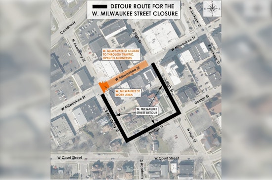 West Milwaukee Street in Janesville Closed for Repairs, Detours and Transit Adjustments in Place