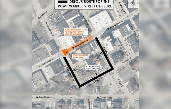 West Milwaukee Street in Janesville Closed for Repairs, Detours and Transit Adjustments in Place