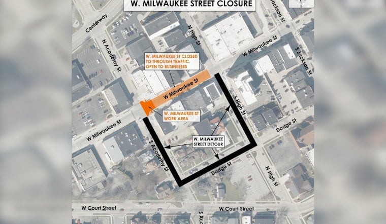 West Milwaukee Street in Janesville Closed for Repairs, Detours and Transit Adjustments in Place
