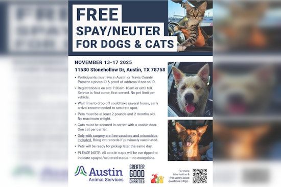 Austin Animal Services Teams Up with Greater Good Charities for a Free Spay/Neuter Clinic in Austin and Travis County