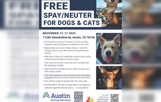 Austin Animal Services Teams Up with Greater Good Charities for a Free Spay/Neuter Clinic in Austin and Travis County