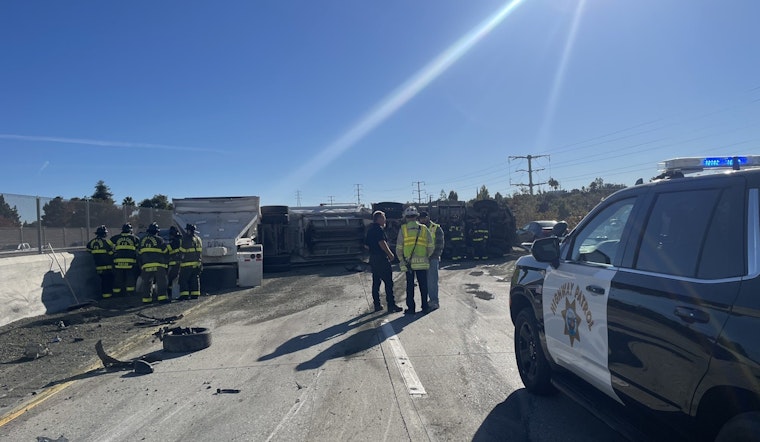 Big Rig Overturns On Highway 4, Blocks Eastbound Lanes In Antioch; Since Cleared