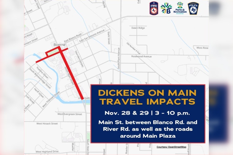 Boerne's Dickens on Main Spurs Road Closures and Detours for Holiday Celebration