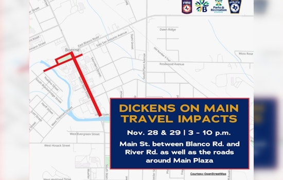 Boerne's Dickens on Main Spurs Road Closures and Detours for Holiday Celebration