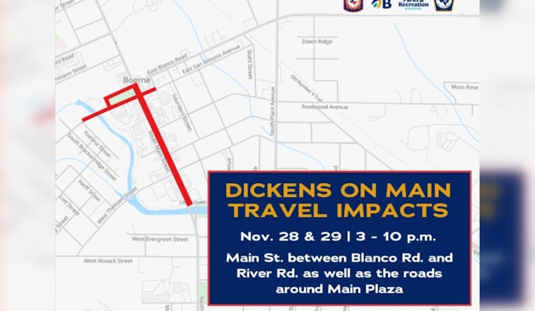 Boerne's Dickens on Main Spurs Road Closures and Detours for Holiday Celebration