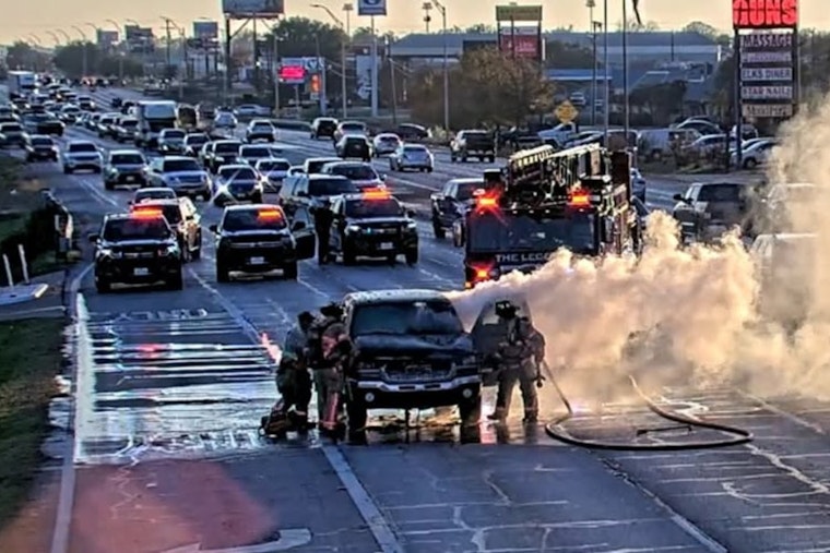 Burleson Intersection Blocked Due to Vehicle Fire, No Injuries Reported