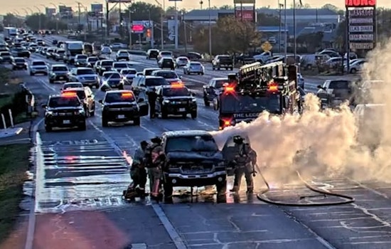 Burleson Intersection Blocked Due to Vehicle Fire, No Injuries Reported