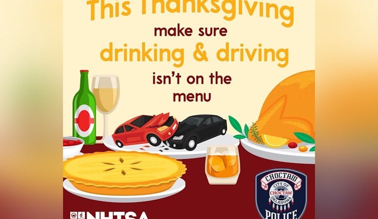 Choctaw Police Warn Against Drunk Driving with Witty Thanksgiving Post