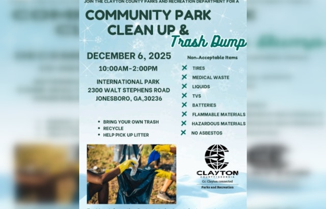 Clayton County Invites Volunteers for Park Clean Up on December 6 at International Park