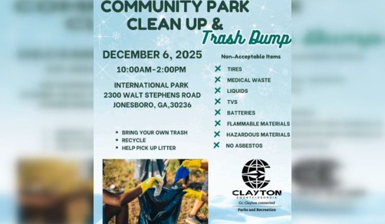 Clayton County Invites Volunteers for Park Clean Up on December 6 at International Park