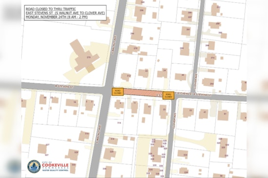 Cookeville Residents Alerted to East Stevens Street Closure for Sewer Line Repairs on Nov 24