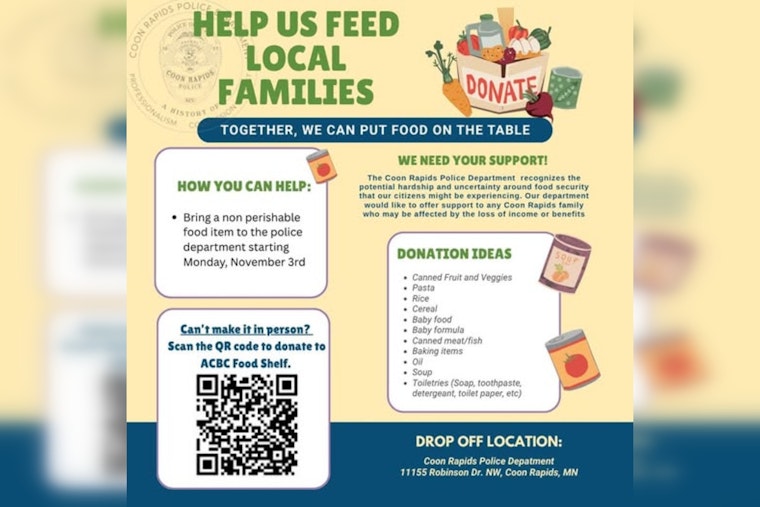 Coon Rapids Police Department Hosts Food Drive to Support Local Families in Need