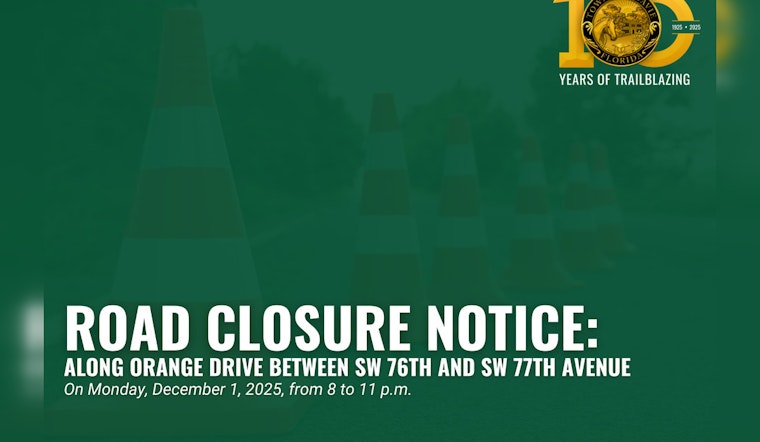 Davie Residents Alerted to Upcoming Road Closure on Orange Drive for Power Grid Enhancements