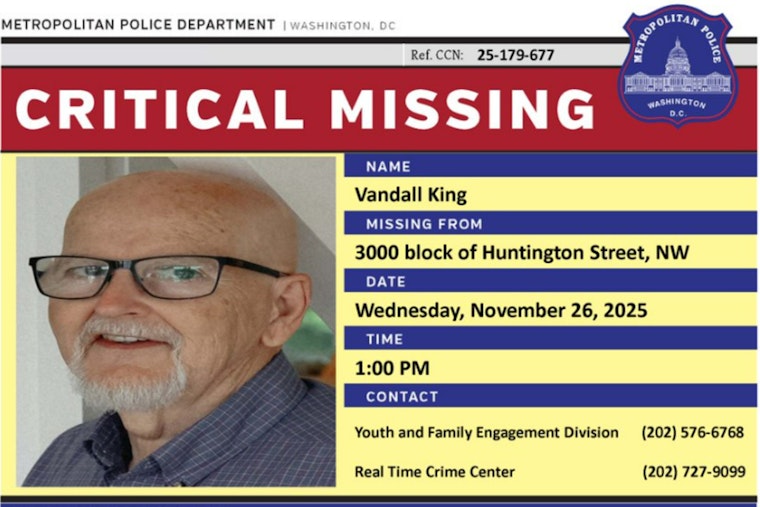 DC Police Issue Urgent Alert for Missing 77-Year-Old Vandall King, Seek Public's Help in Locating Elder