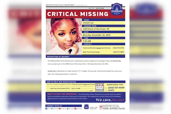 DC Police Issue Urgent Alert for Missing Teen Jemiah Lee