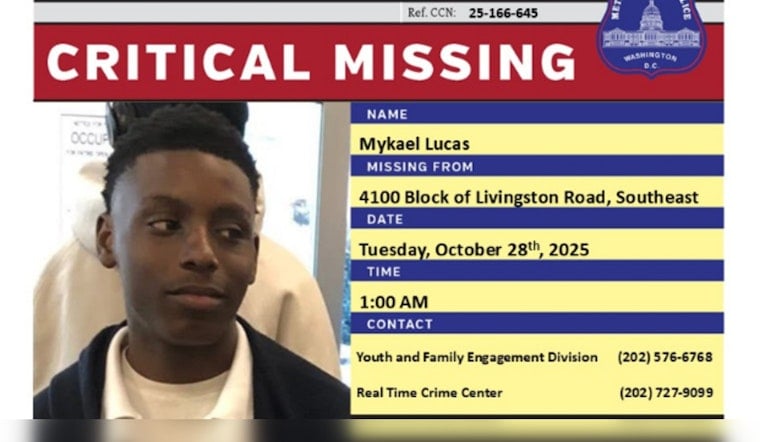 DC Police Seek Public's Aid in Search for Missing 15-Year-Old Mykael Lucas from Southeast Area