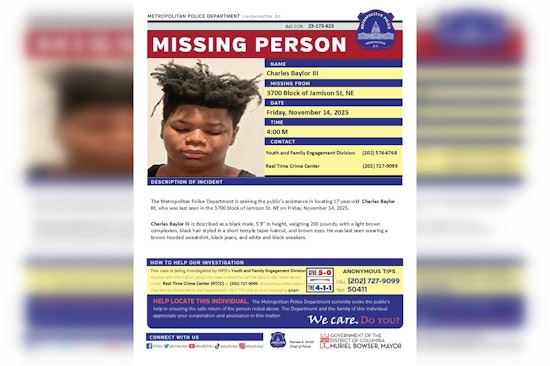 DC Police Seek Public's Help in Finding Missing Teenager Charles Baylor III