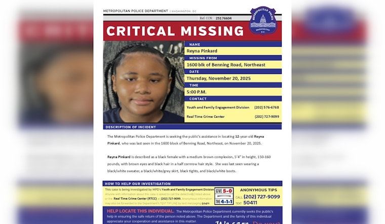DC Police Seek Public's Help in Search for Missing 12-Year-Old Reyna Pinkard from Northeast District