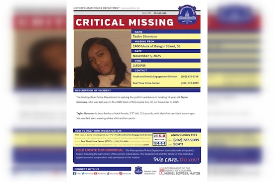 DC Police Seek Public's Help to Find Missing 16-Year-Old Taylor Simmons Last Seen on Minnesota Ave, SE