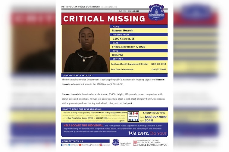 DC Police Seek Public's Help to Locate Missing 13-Year-Old Boy, Nazeem Hussein