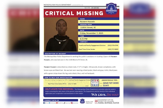 DC Police Seek Public's Help to Locate Missing 13-Year-Old Boy, Nazeem Hussein