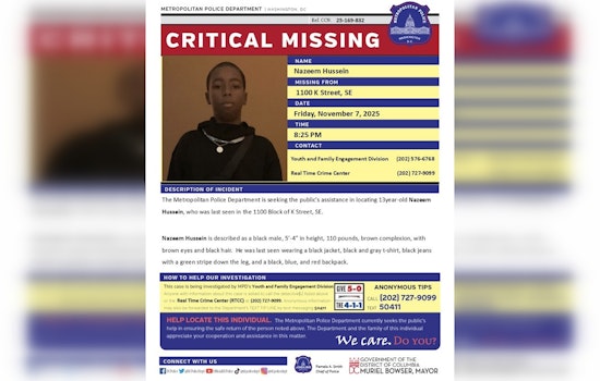 DC Police Seek Public's Help to Locate Missing 13-Year-Old Boy, Nazeem Hussein