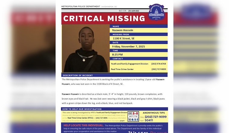 DC Police Seek Public's Help to Locate Missing 13-Year-Old Boy, Nazeem Hussein