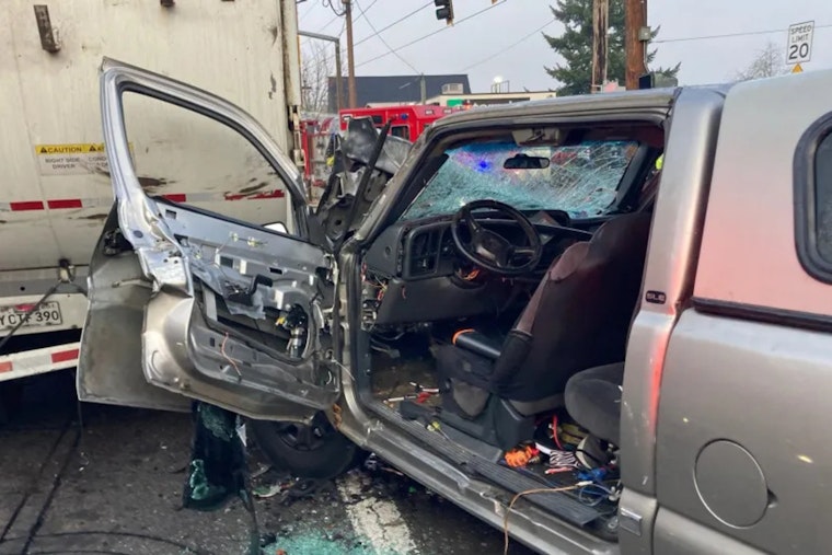 Driver Critically Injured After Pickup Collides with Garbage Truck in North Portland