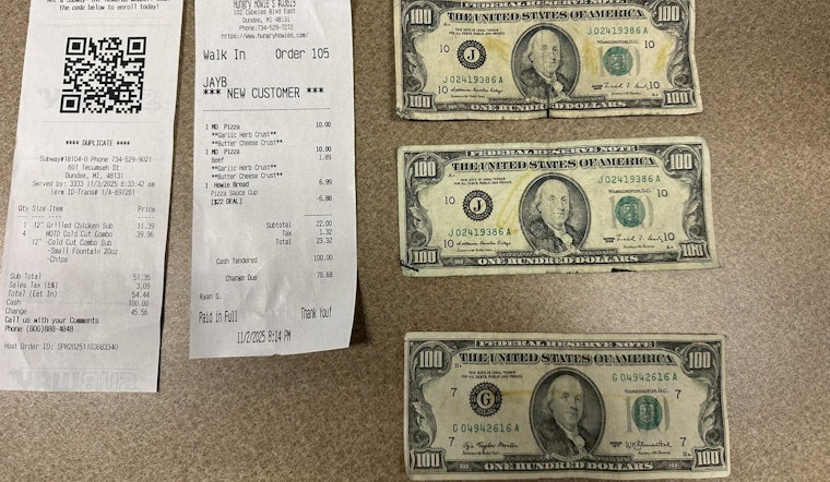 Dundee Police Warn of Counterfeit $100 Bills Circulating in Southeast Michigan Fast-Food Outlets
