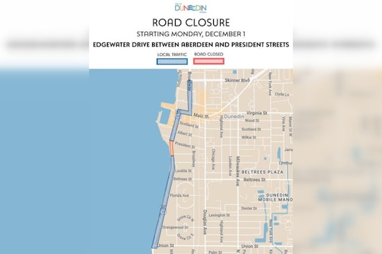Dunedin Alert, Edgewater Drive Closure Set for Alt US 19 Repaving from December 1