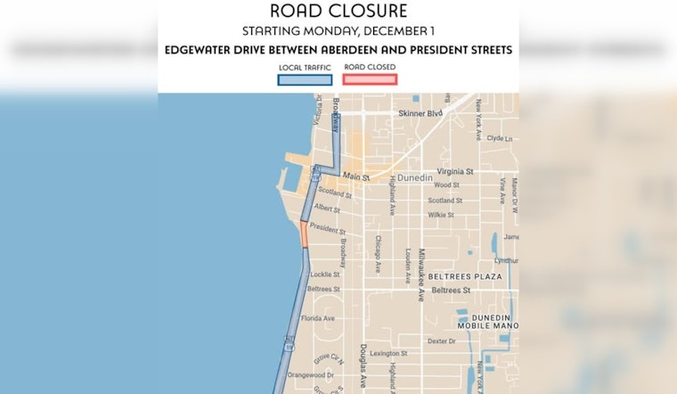 Dunedin Alert, Edgewater Drive Closure Set for Alt US 19 Repaving from December 1