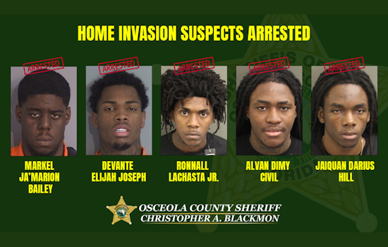 Five Suspects Arrested in Violent Davenport Airbnb Home Invasion, Osceola County Authorities Advise Vigilance