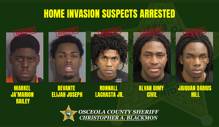 Five Suspects Arrested in Violent Davenport Airbnb Home Invasion, Osceola County Authorities Advise Vigilance