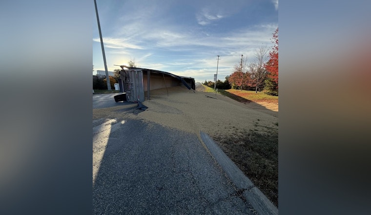 Grain Hauler Overturns and Spills Cargo on U.S. 23 Ramp in Monroe County, No Injuries Reported